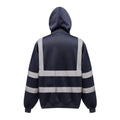 Navy - Back - Yoko Mens Hi Visibility Full Zip Reflective Work Hoodie