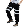 Black - Back - Yoko Mens Hi Visibility Reflective Work Jogging Bottoms