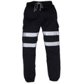 Navy - Front - Yoko Mens Hi Visibility Reflective Work Jogging Bottoms