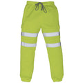 Yellow - Front - Yoko Mens Hi Visibility Reflective Work Jogging Bottoms