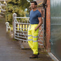 Yellow - Back - Yoko Mens Hi Visibility Reflective Work Jogging Bottoms