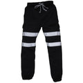 Black - Front - Yoko Mens Hi Visibility Reflective Work Jogging Bottoms