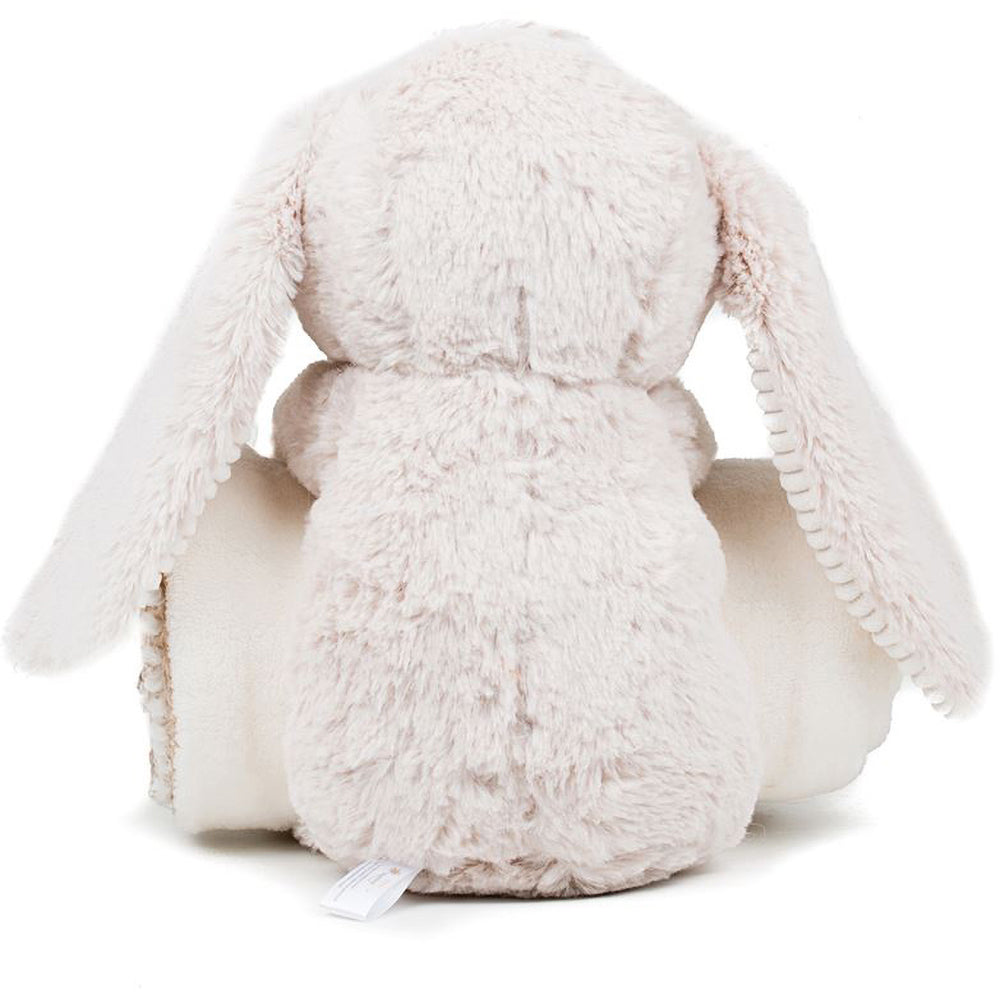 Cream - Back - Mumbles Childrens-Kids Cute Plush Rabbit Toy With Blanket