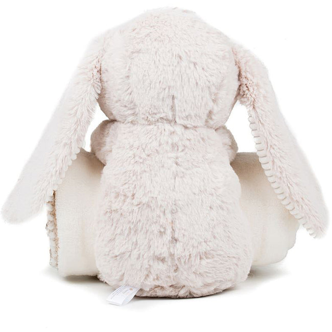 Cream - Back - Mumbles Childrens-Kids Cute Plush Rabbit Toy With Blanket