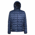 Navy - Front - 2786 Mens Box Quilt Hooded Zip Up Jacket