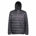 Steel - Front - 2786 Mens Box Quilt Hooded Zip Up Jacket