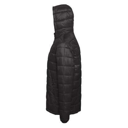 Black - Side - 2786 Mens Box Quilt Hooded Zip Up Jacket