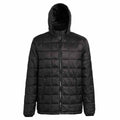Black - Front - 2786 Mens Box Quilt Hooded Zip Up Jacket