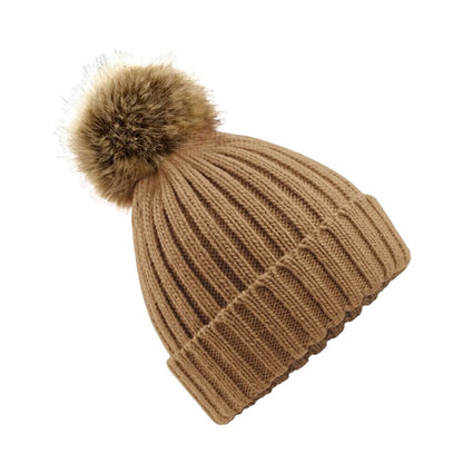 Biscuit Beige - Front - Beechfield Unisex Cuffed Design Winter Hat