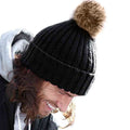 Black - Back - Beechfield Unisex Cuffed Design Winter Hat