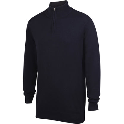 Navy - Lifestyle - Henbury Mens 1-4 Zip Long Sleeve Jumper