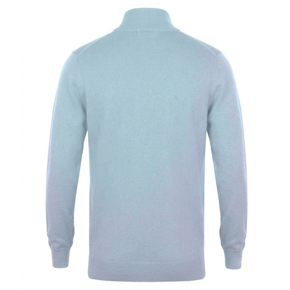 Light Heather - Back - Henbury Mens 1-4 Zip Long Sleeve Jumper
