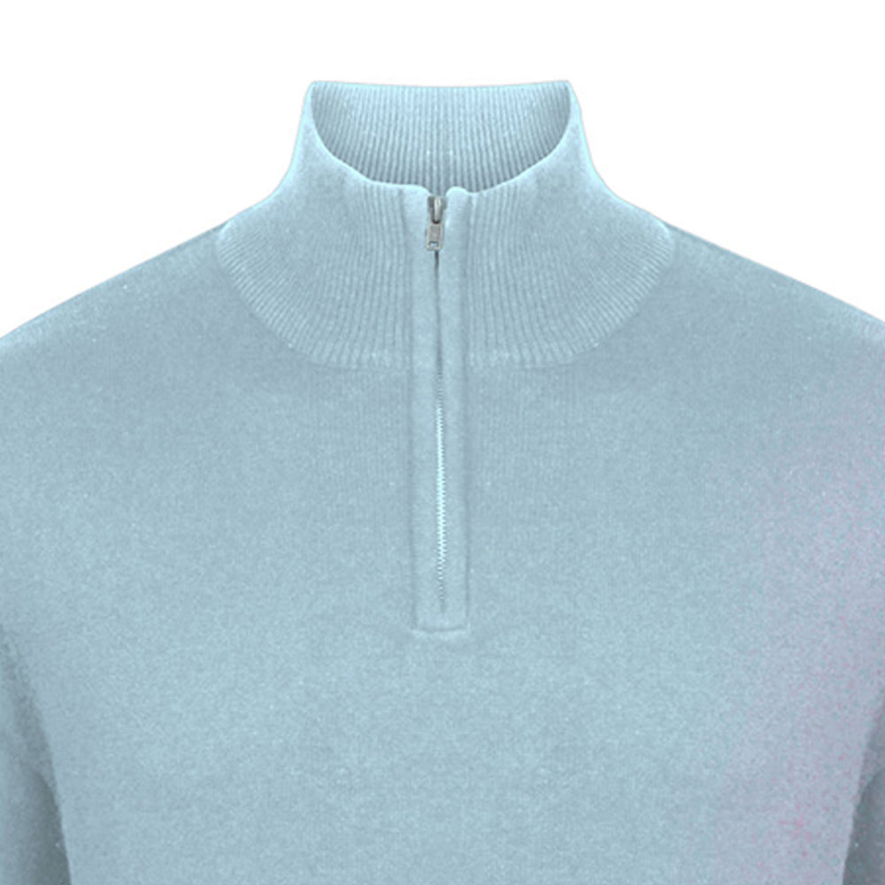 Light Heather - Side - Henbury Mens 1-4 Zip Long Sleeve Jumper