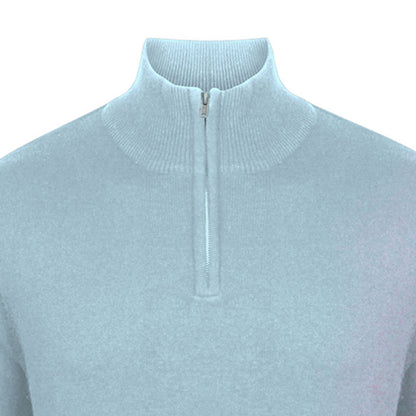 Light Heather - Side - Henbury Mens 1-4 Zip Long Sleeve Jumper