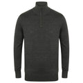 Grey Marl - Front - Henbury Mens 1-4 Zip Long Sleeve Jumper