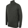 Grey Marl - Lifestyle - Henbury Mens 1-4 Zip Long Sleeve Jumper