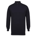 Navy - Front - Henbury Mens 1-4 Zip Long Sleeve Jumper