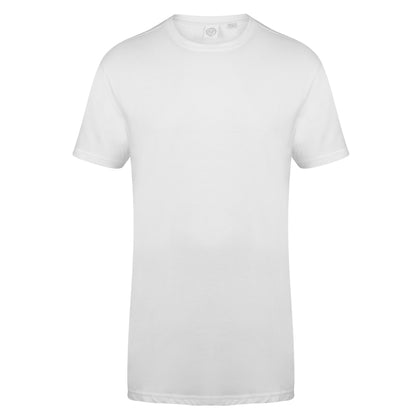 White - Front - Skinnifit Mens Longline Dipped Hem T-Shirt