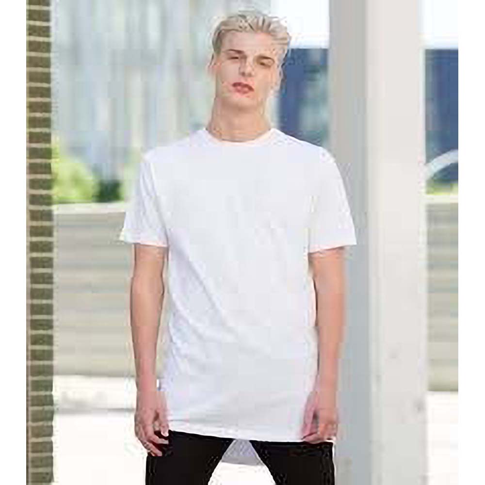 White - Back - Skinnifit Mens Longline Dipped Hem T-Shirt