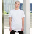 White - Back - Skinnifit Mens Longline Dipped Hem T-Shirt