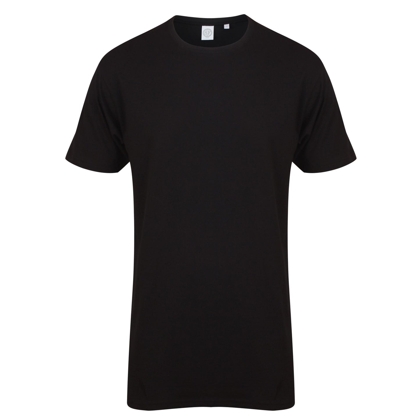 Black - Front - Skinnifit Mens Longline Dipped Hem T-Shirt