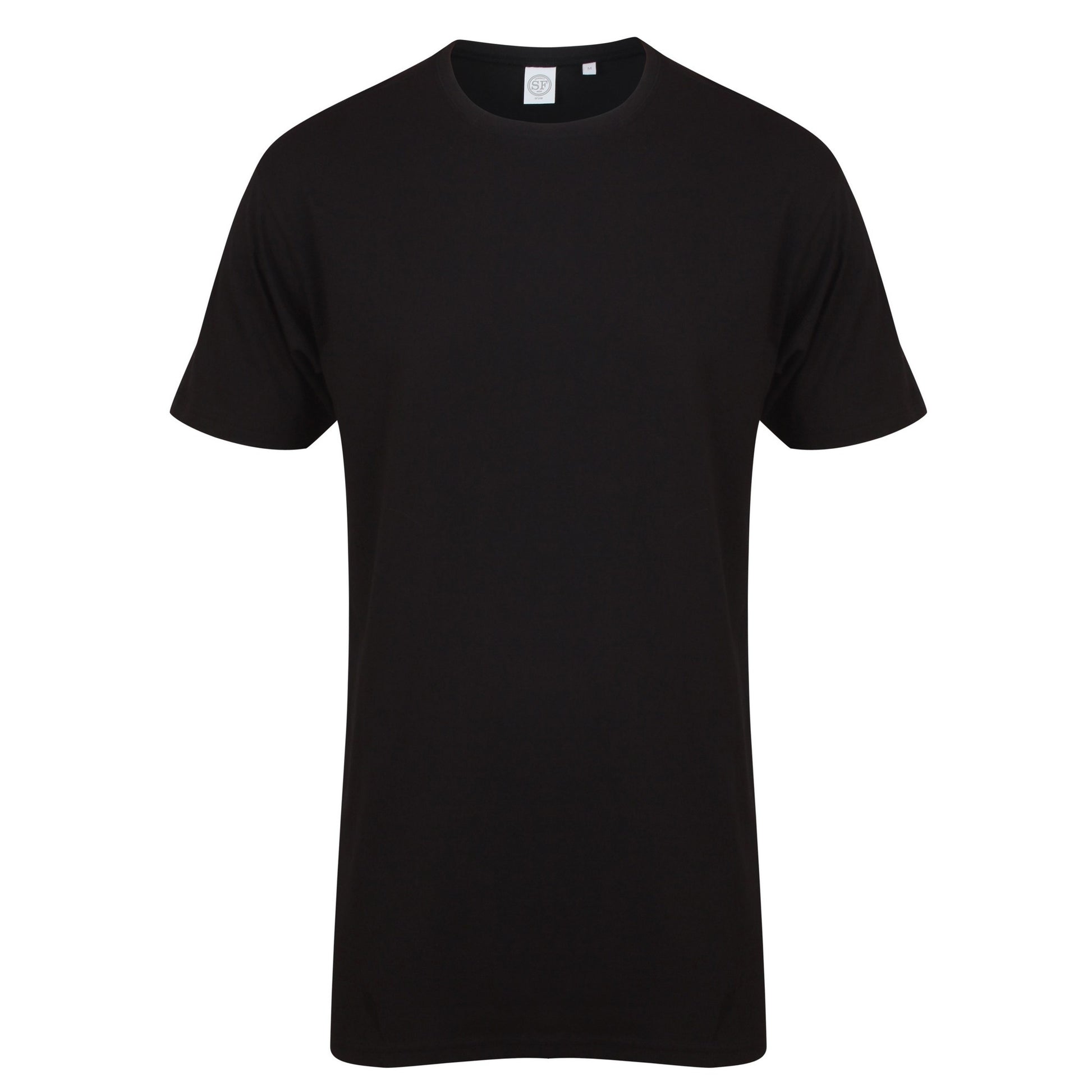 Black - Front - Skinnifit Mens Longline Dipped Hem T-Shirt
