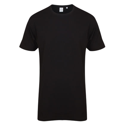 Black - Front - Skinnifit Mens Longline Dipped Hem T-Shirt
