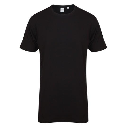 Black - Front - Skinnifit Mens Longline Dipped Hem T-Shirt