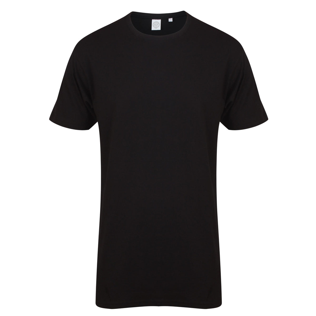 Black - Front - Skinnifit Mens Longline Dipped Hem T-Shirt