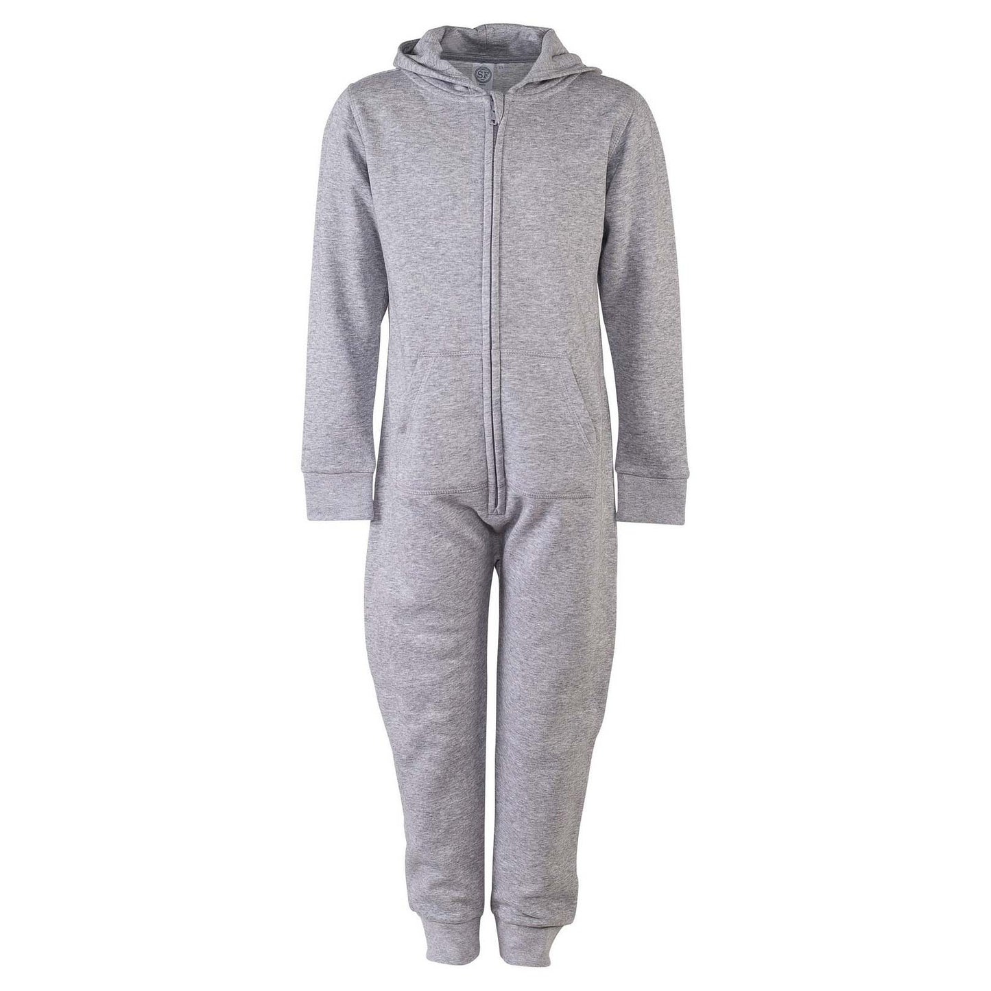 Heather Grey - Front - Skinnifit Minni Childrens-Kids Zip Up All-In-One