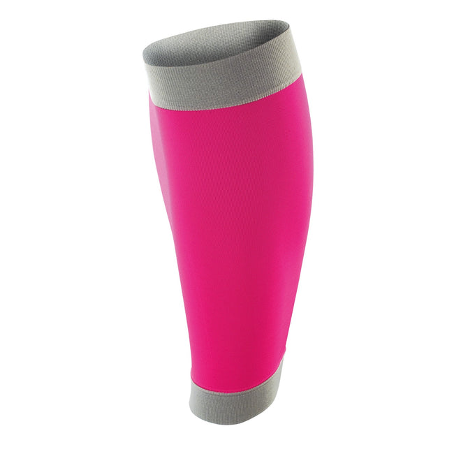 Pink-Grey - Front - Spiro Adult Unisex Contrast Compression Calf Guards