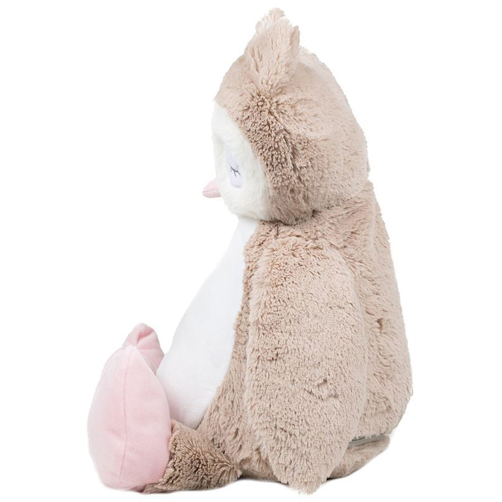 Light Brown - Side - Mumbles Childrens-Kids Zippie Owl Soft Plush Toy