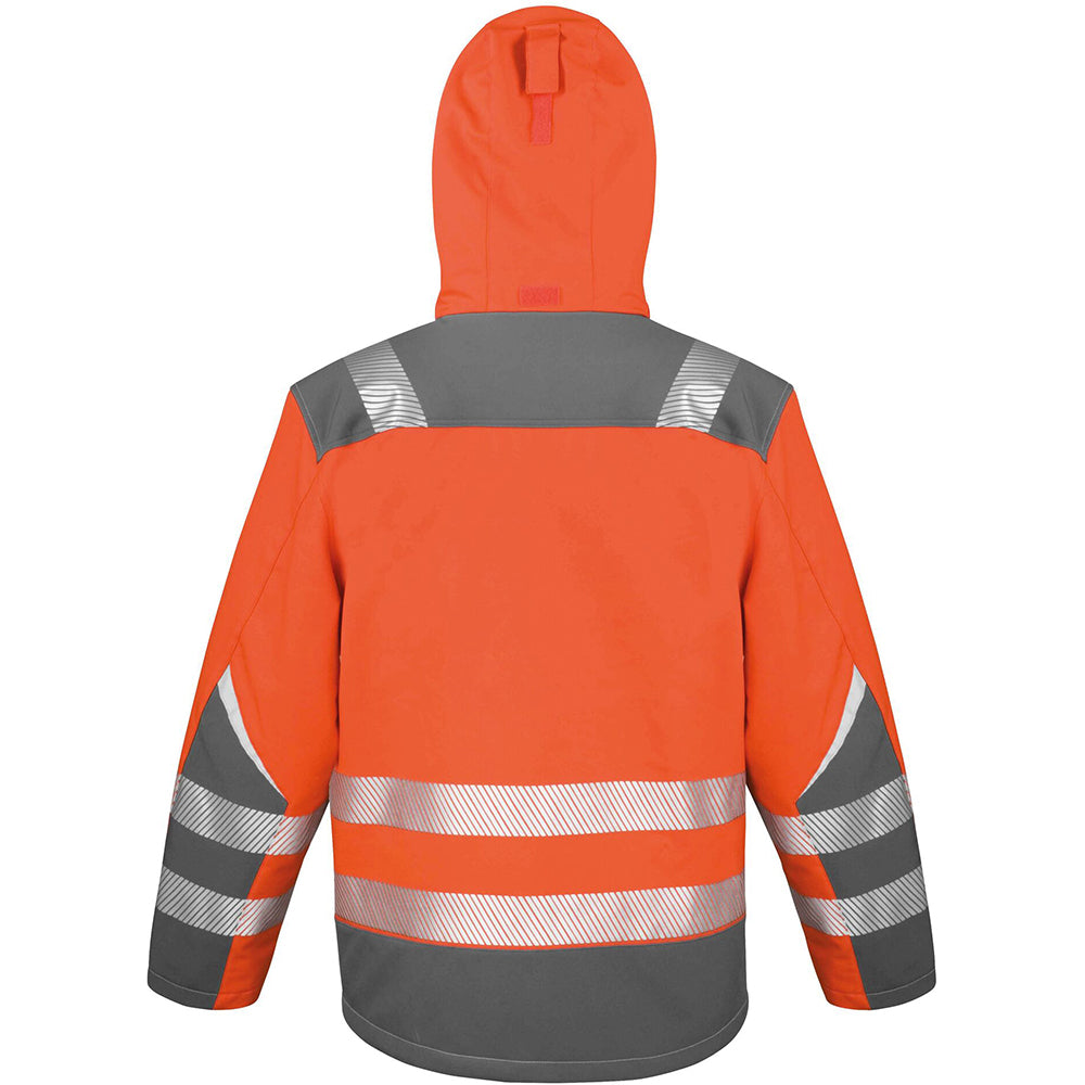 Orange - Back - Result Safeguard Mens Dynamic Hi-Visibility Softshell Work Coat