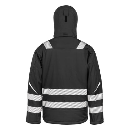 Black - Back - Result Safeguard Mens Dynamic Hi-Visibility Softshell Work Coat