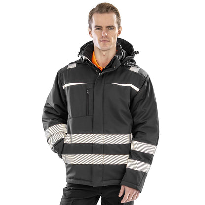 Black - Side - Result Safeguard Mens Dynamic Hi-Visibility Softshell Work Coat
