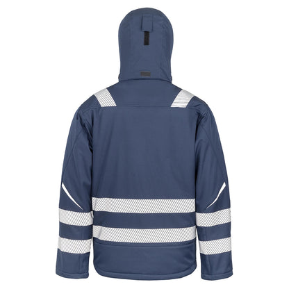 Navy - Back - Result Safeguard Mens Dynamic Hi-Visibility Softshell Work Coat