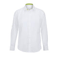 White- Lime - Front - Alexandra Mens Roll Sleeve Hospitality Work Shirt