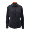 Black- Orange - Front - Alexandra Womens-Ladies Roll Sleeve Hospitality Work Long Sleeve Shirt