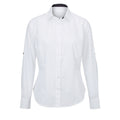 White- Black - Front - Alexandra Womens-Ladies Roll Sleeve Hospitality Work Long Sleeve Shirt
