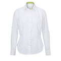 White- Lime - Front - Alexandra Womens-Ladies Roll Sleeve Hospitality Work Long Sleeve Shirt
