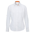 White- Orange - Front - Alexandra Womens-Ladies Roll Sleeve Hospitality Work Long Sleeve Shirt