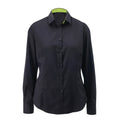 Black- Lime - Front - Alexandra Womens-Ladies Roll Sleeve Hospitality Work Long Sleeve Shirt