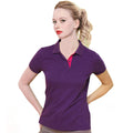 Purple- Pink - Back - Asquith & Fox Womens-Ladies Short Sleeve Contrast Polo Shirt