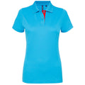 Turquoise- Red - Front - Asquith & Fox Womens-Ladies Short Sleeve Contrast Polo Shirt