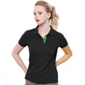 Black- Lime - Back - Asquith & Fox Womens-Ladies Short Sleeve Contrast Polo Shirt