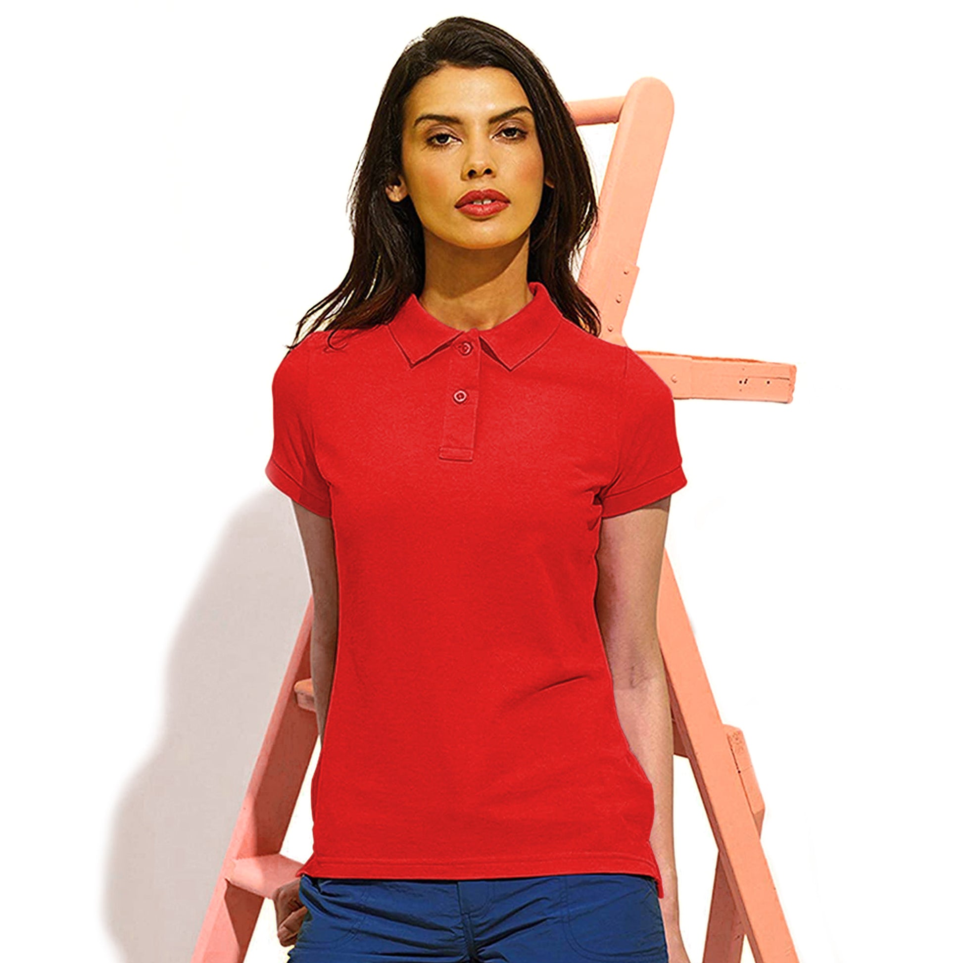 Cherry Red - Back - Asquith & Fox Womens-Ladies Short Sleeve Performance Blend Polo Shirt