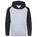 Heather Grey- Jet Black - Front - AWDis Hoods Childrens-Kids Baseball Hoodie