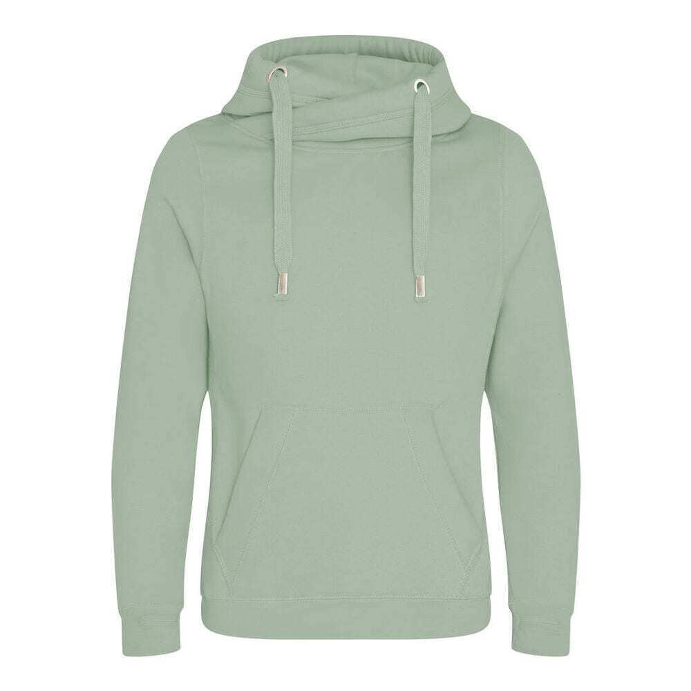 Dusty Green - Front - AWDis Hoods Mens Cross Neck Hoodie