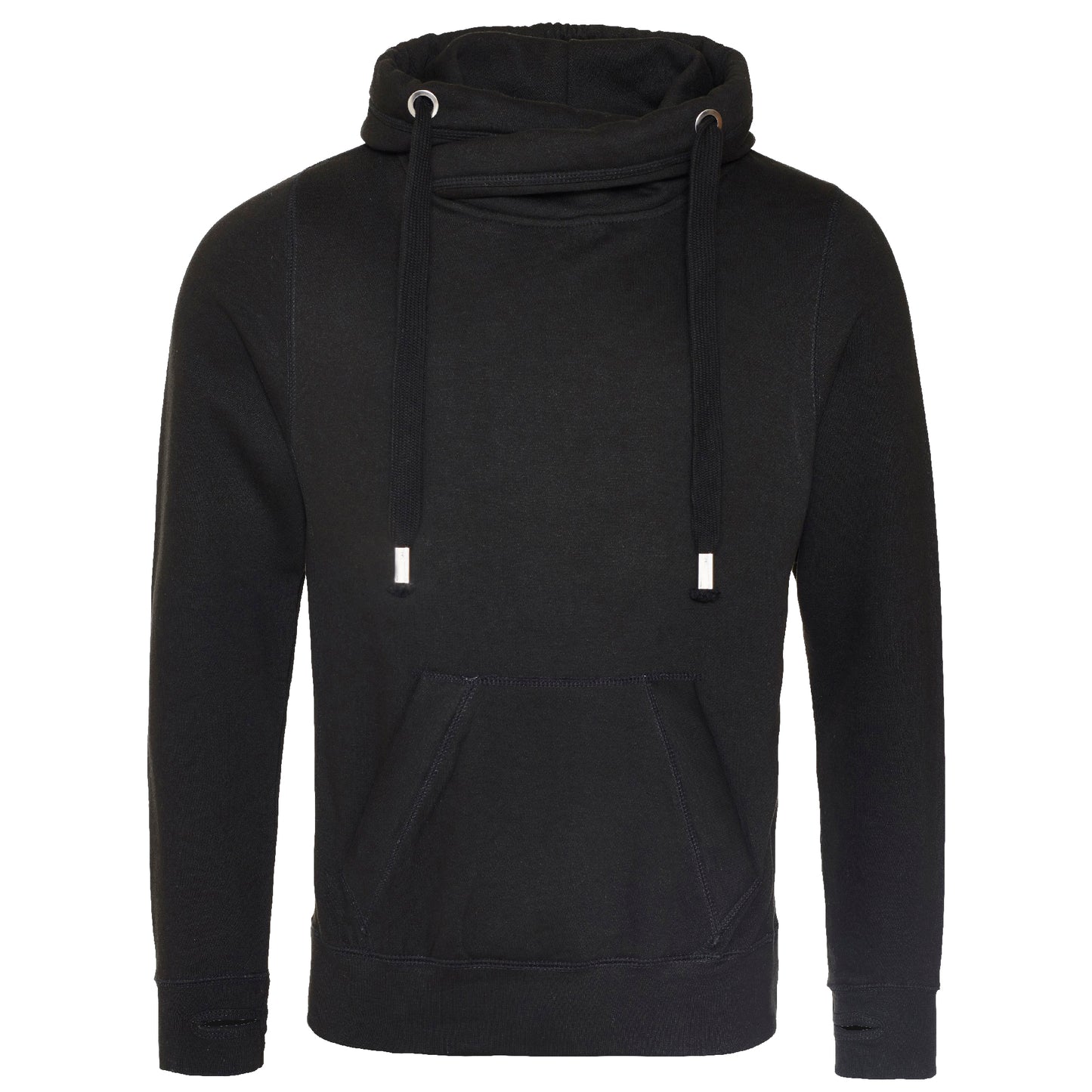 Jet Black - Front - AWDis Hoods Mens Cross Neck Hoodie