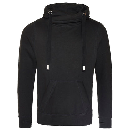 Jet Black - Front - AWDis Hoods Mens Cross Neck Hoodie
